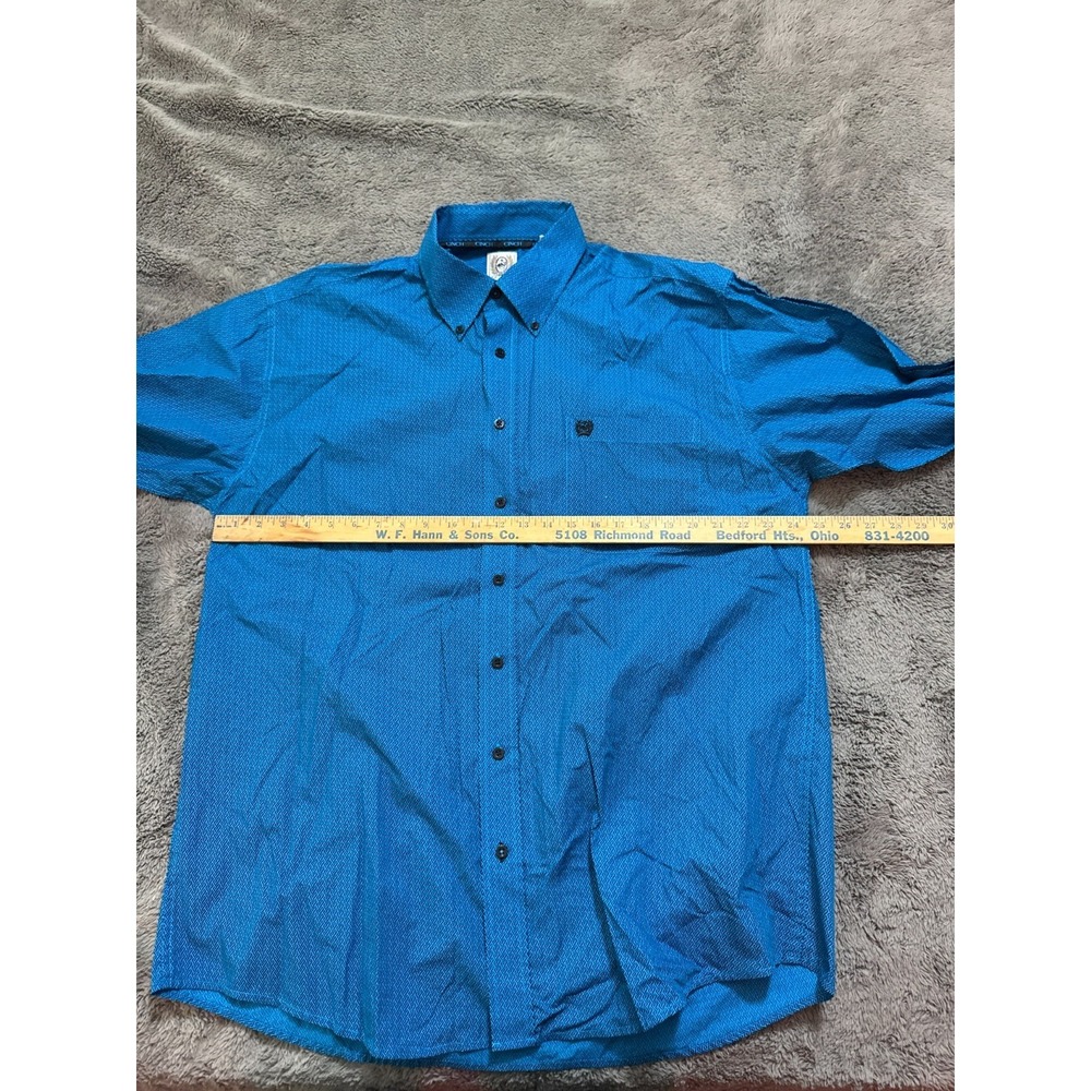 Cinch Shirt Mens L Blue Chest Pocket Logo Western Cowboy All Over Print - Picture 4 of 6